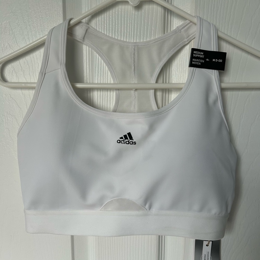 Adidas Powerreact Athletic White Sports Bra Size Medium NWT
